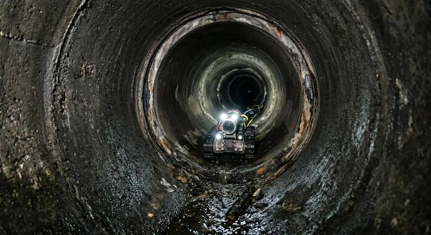 Robotic sewer camera inspecting pipe interior for Drain Snake Service in Mountain House